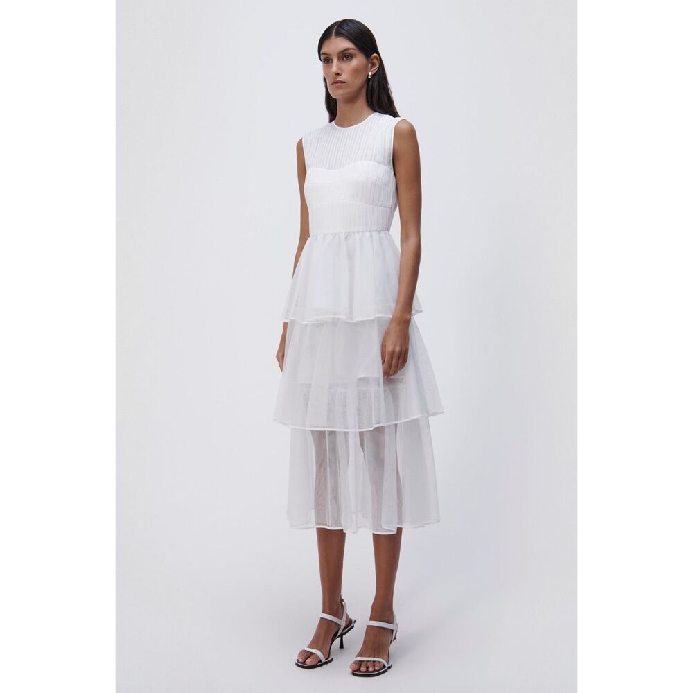 NWT SIMKHAI BENTON TULLE PLISSE MIDI DRESS $795 - Picture 4 of 13